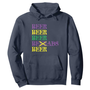 Funny Mardi Gras Drinking Hoodie Retro Beads Beer Carnival Party TS11 Navy Print Your Wear