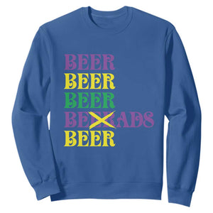 Funny Mardi Gras Drinking Sweatshirt Retro Beads Beer Carnival Party TS11 Royal Blue Print Your Wear