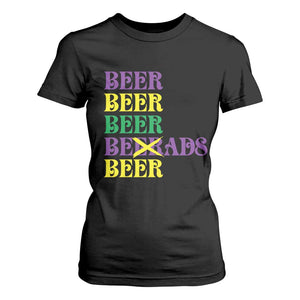Funny Mardi Gras Drinking T Shirt For Women Retro Beads Beer Carnival Party TS11 Black Print Your Wear