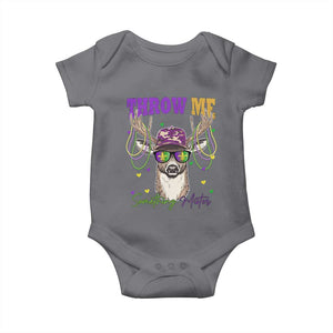 Funny Mardi Gras Mississippi Deer Baby Onesie Throw Me Something Mister Beads TS11 Charcoal Print Your Wear