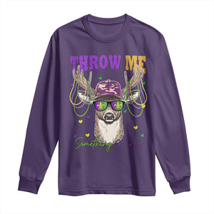 Funny Mardi Gras Mississippi Deer Long Sleeve Shirt Throw Me Something Mister Beads TS11 Purple Print Your Wear