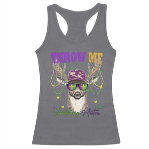 Funny Mardi Gras Mississippi Deer Racerback Tank Top Throw Me Something Mister Beads TS11 Charcoal Print Your Wear