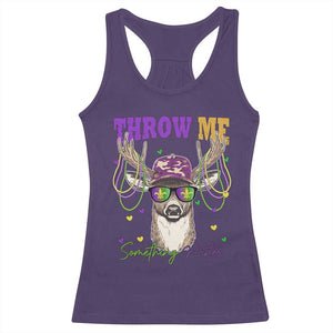 Funny Mardi Gras Mississippi Deer Racerback Tank Top Throw Me Something Mister Beads TS11 Purple Print Your Wear