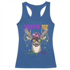 Funny Mardi Gras Mississippi Deer Racerback Tank Top Throw Me Something Mister Beads TS11 Royal Blue Print Your Wear