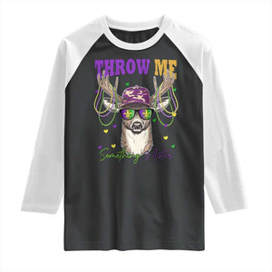 Funny Mardi Gras Mississippi Deer Raglan Shirt Throw Me Something Mister Beads TS11 Black White Print Your Wear