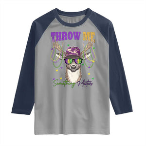 Funny Mardi Gras Mississippi Deer Raglan Shirt Throw Me Something Mister Beads TS11 Sport Gray Navy Print Your Wear