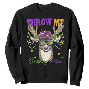 Funny Mardi Gras Mississippi Deer Sweatshirt Throw Me Something Mister Beads TS11 Black Print Your Wear