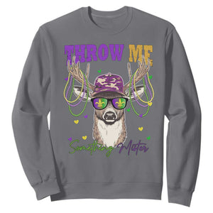 Funny Mardi Gras Mississippi Deer Sweatshirt Throw Me Something Mister Beads TS11 Charcoal Print Your Wear