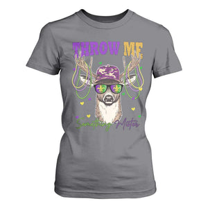 Funny Mardi Gras Mississippi Deer T Shirt For Women Throw Me Something Mister Beads TS11 Charcoal Print Your Wear
