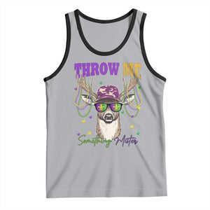 Funny Mardi Gras Mississippi Deer Tank Top Throw Me Something Mister Beads TS11 Athletic Heather Black Print Your Wear