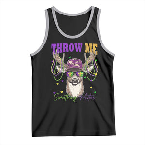 Funny Mardi Gras Mississippi Deer Tank Top Throw Me Something Mister Beads TS11 Black Athletic Heather Print Your Wear