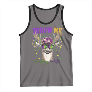 Funny Mardi Gras Mississippi Deer Tank Top Throw Me Something Mister Beads TS11 Deep Heather Black Print Your Wear