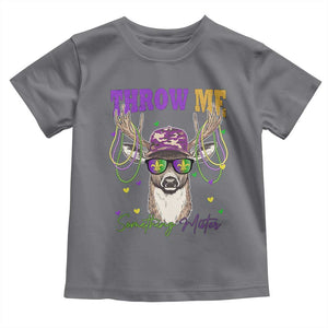 Funny Mardi Gras Mississippi Deer Toddler T Shirt Throw Me Something Mister Beads TS11 Charcoal Print Your Wear
