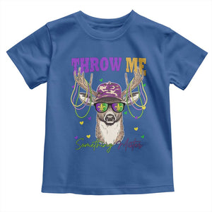Funny Mardi Gras Mississippi Deer Toddler T Shirt Throw Me Something Mister Beads TS11 Royal Blue Print Your Wear