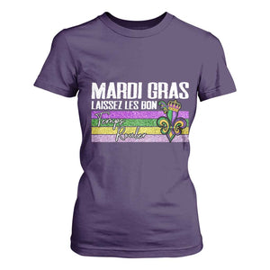 Funny Mardi Gras Laissez Les Bon Temps Rouler T Shirt For Women Fleur De Lis Glitter Print TS11 Purple Print Your Wear