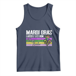 Funny Mardi Gras Laissez Les Bon Temps Rouler Tank Top Fleur De Lis Glitter Print TS11 Navy Print Your Wear