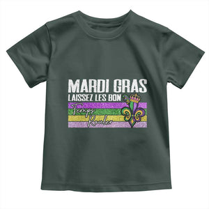 Funny Mardi Gras Laissez Les Bon Temps Rouler Toddler T Shirt Fleur De Lis Glitter Print TS11 Dark Forest Green Print Your Wear
