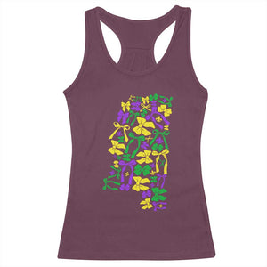 Funny Mardi Gras Mississippi Map Coquette Bow Racerback Tank Top TS11 Maroon Print Your Wear