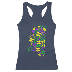 Funny Mardi Gras Mississippi Map Coquette Bow Racerback Tank Top TS11 Navy Print Your Wear
