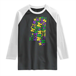 Funny Mardi Gras Mississippi Map Coquette Bow Raglan Shirt TS11 Black White Print Your Wear