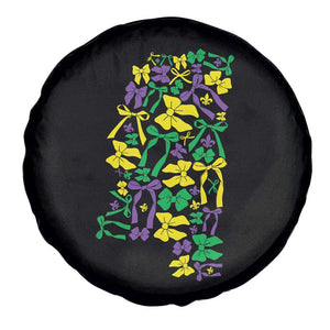 Funny Mardi Gras Mississippi Map Coquette Bow Spare Tire Cover TS11 Print Your Wear