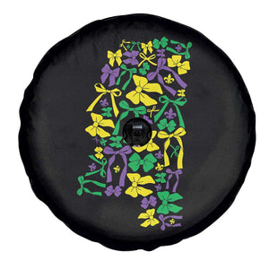Funny Mardi Gras Mississippi Map Coquette Bow Spare Tire Cover TS11 Print Your Wear