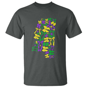 Funny Mardi Gras Mississippi Map Coquette Bow T Shirt TS11 Dark Heather Print Your Wear