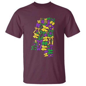 Funny Mardi Gras Mississippi Map Coquette Bow T Shirt TS11 Maroon Print Your Wear