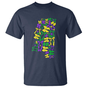 Funny Mardi Gras Mississippi Map Coquette Bow T Shirt TS11 Navy Print Your Wear