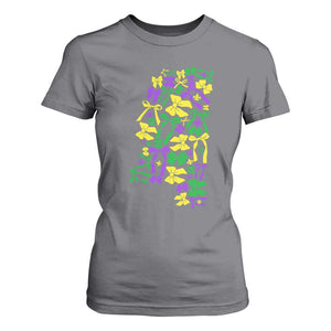 Funny Mardi Gras Mississippi Map Coquette Bow T Shirt For Women TS11 Charcoal Print Your Wear