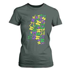 Funny Mardi Gras Mississippi Map Coquette Bow T Shirt For Women TS11 Dark Forest Green Print Your Wear