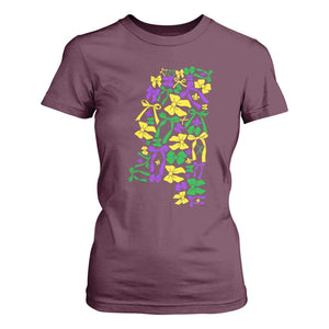 Funny Mardi Gras Mississippi Map Coquette Bow T Shirt For Women TS11 Maroon Print Your Wear