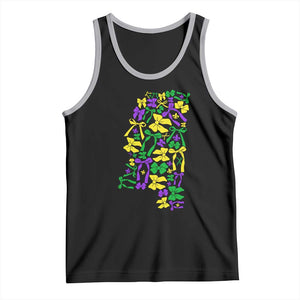 Funny Mardi Gras Mississippi Map Coquette Bow Tank Top TS11 Black Athletic Heather Print Your Wear