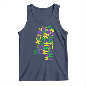 Funny Mardi Gras Mississippi Map Coquette Bow Tank Top TS11 Navy Print Your Wear