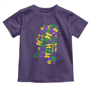 Funny Mardi Gras Mississippi Map Coquette Bow Toddler T Shirt TS11 Purple Print Your Wear