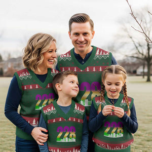 Funny Mardi Gras In Biloxi Mississippi V-Neck Knit Sweater Vest 228 Skyline Area Code TS11 Red Green Print Your Wear