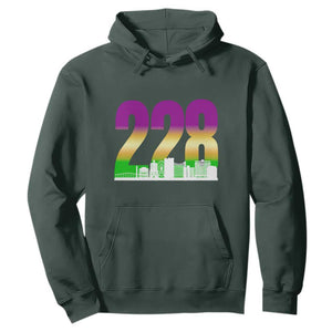 Funny Mardi Gras In Biloxi Mississippi Hoodie 228 Skyline Area Code TS11 Dark Forest Green Print Your Wear