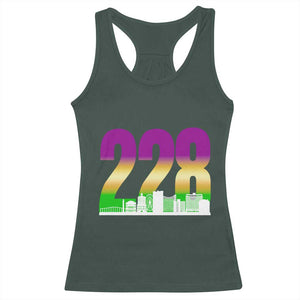 Funny Mardi Gras In Biloxi Mississippi Racerback Tank Top 228 Skyline Area Code TS11 Dark Forest Green Print Your Wear