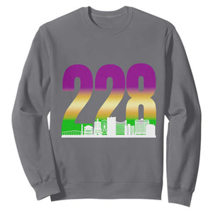 Funny Mardi Gras In Biloxi Mississippi Sweatshirt 228 Skyline Area Code TS11 Charcoal Print Your Wear