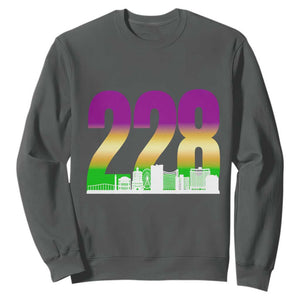 Funny Mardi Gras In Biloxi Mississippi Sweatshirt 228 Skyline Area Code TS11 Dark Heather Print Your Wear