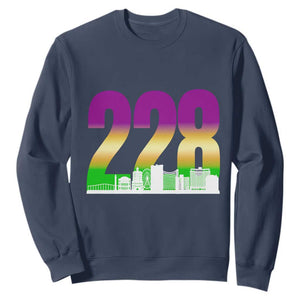 Funny Mardi Gras In Biloxi Mississippi Sweatshirt 228 Skyline Area Code TS11 Navy Print Your Wear