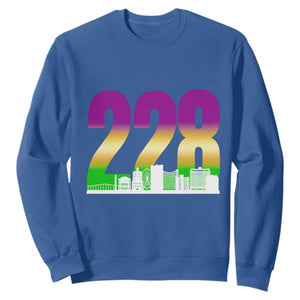 Funny Mardi Gras In Biloxi Mississippi Sweatshirt 228 Skyline Area Code TS11 Royal Blue Print Your Wear