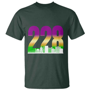 Funny Mardi Gras In Biloxi Mississippi T Shirt 228 Skyline Area Code TS11 Dark Forest Green Print Your Wear