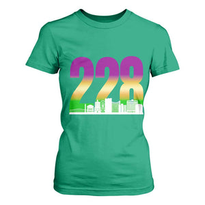 Funny Mardi Gras In Biloxi Mississippi T Shirt For Women 228 Skyline Area Code TS11 Irish Green Print Your Wear