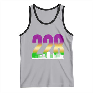 Funny Mardi Gras In Biloxi Mississippi Tank Top 228 Skyline Area Code TS11 Athletic Heather Black Print Your Wear
