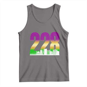 Funny Mardi Gras In Biloxi Mississippi Tank Top 228 Skyline Area Code TS11 Deep Heather Print Your Wear