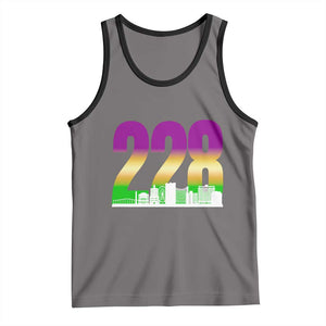 Funny Mardi Gras In Biloxi Mississippi Tank Top 228 Skyline Area Code TS11 Deep Heather Black Print Your Wear