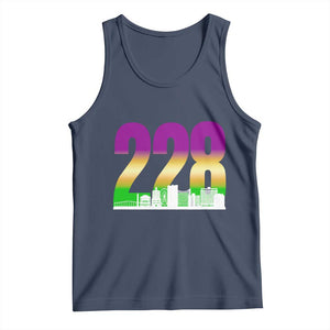 Funny Mardi Gras In Biloxi Mississippi Tank Top 228 Skyline Area Code TS11 Navy Print Your Wear