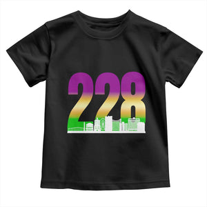 Funny Mardi Gras In Biloxi Mississippi Toddler T Shirt 228 Skyline Area Code TS11 Black Print Your Wear