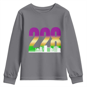 Funny Mardi Gras In Biloxi Mississippi Youth Sweatshirt 228 Skyline Area Code TS11 Charcoal Print Your Wear